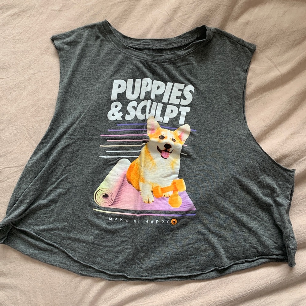 Corepower Yoga Puppies and Sculpt Muscle Crop L